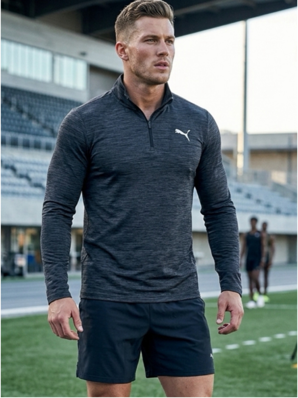 PUMA Men’s Cloudspun Half Zip Pullover Athletic Heather Charcoal Grey S 1146